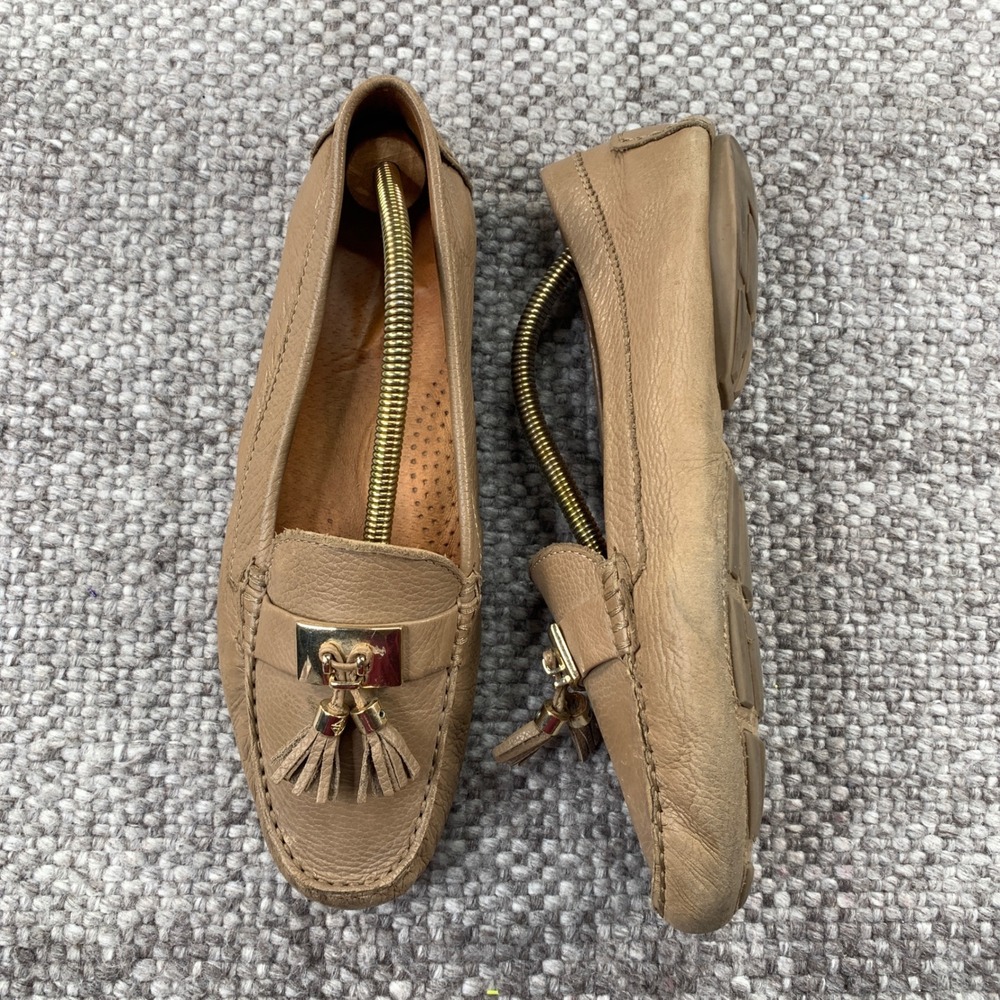 Barrin Tan Leather Tassel Driving Loafers Moc Flats Women 10M Comfort